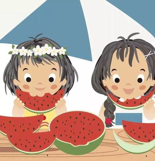 吃瓜卡通女图文,卡通女图中的美食诱惑与欢乐时光